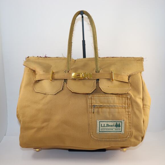 Handmade Birkin Style Tote Bag from LL Bean Barn Jacket - Picture 1 of 9